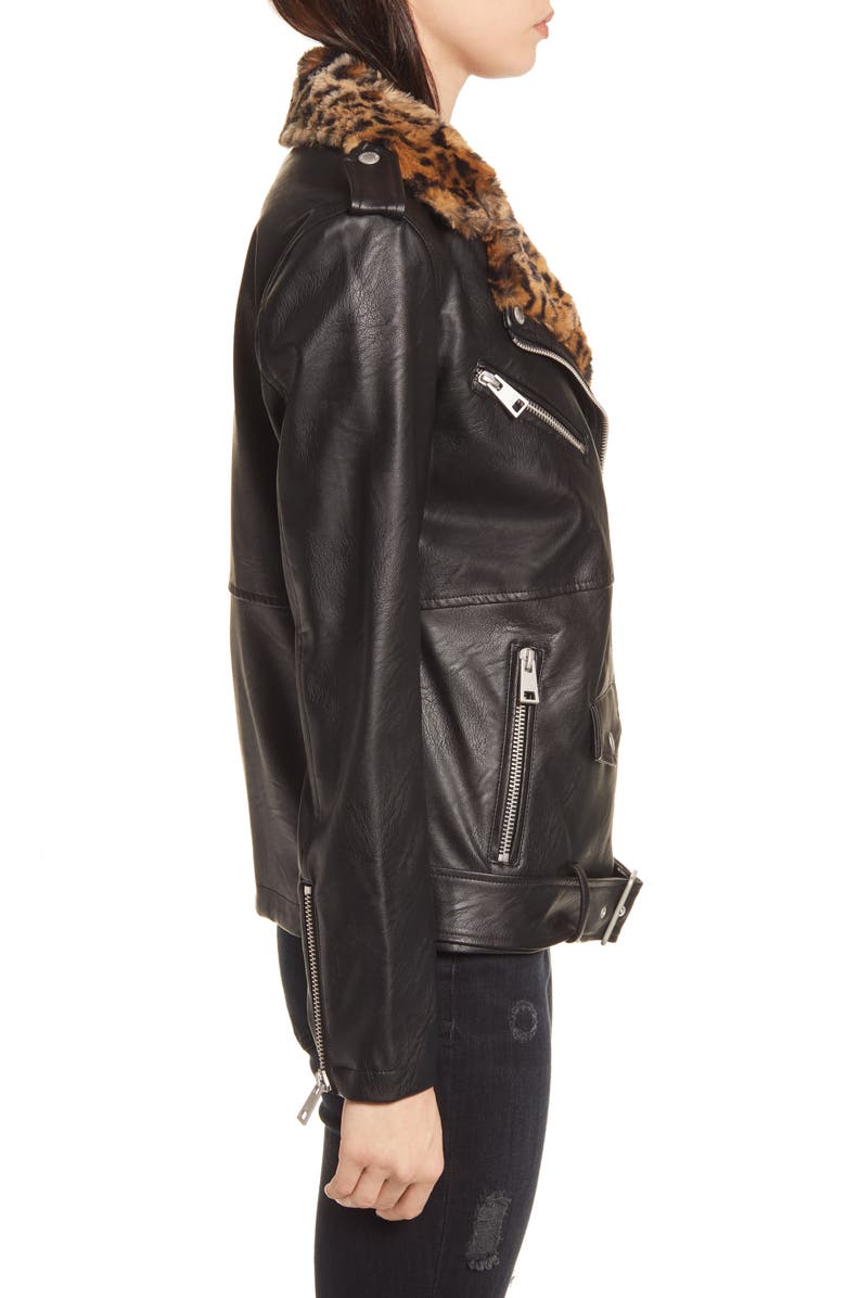 Levi's<sup>®</sup> Oversize Faux Leather Moto Jacket with Faux Fur Trim, Alternate, color, 