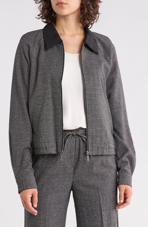 Ava Houndstooth Bomber Jacket