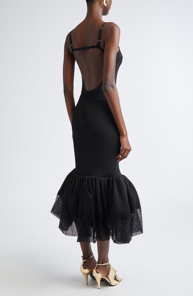 Givenchy Ruffle Hem Rib Body-Con Tank Dress, Alternate, color, Black