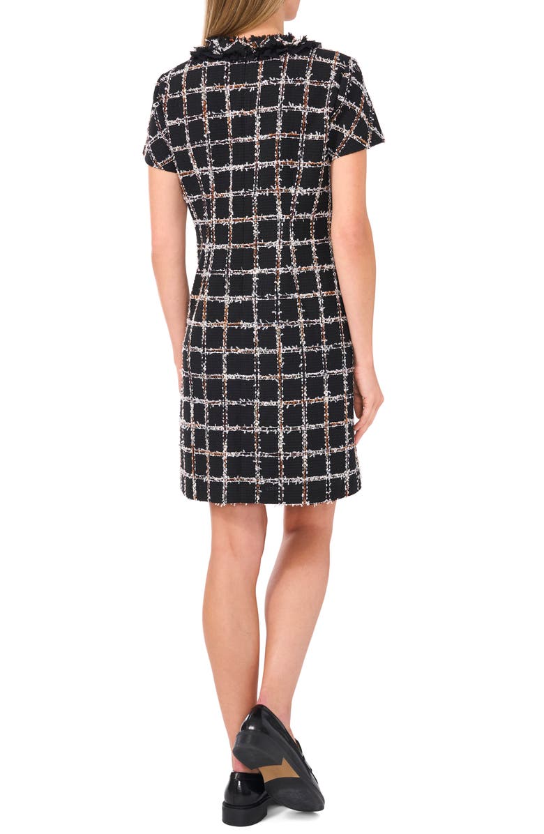 CeCe Tie Neck Plaid Textured Georgette Dress, Alternate, color, 