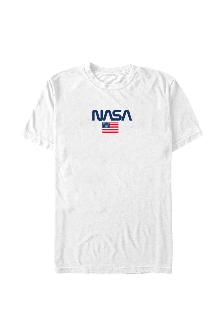 Men's NASA Americana Logo Flag  Graphic T-Shirt, Main, color, White