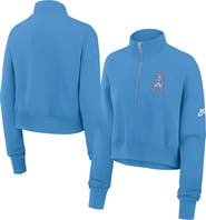 Nike Women's Nike Light Blue Tennessee Titans Oilers Throwback Rewind Phoenix Cropped Half-Zip Sweatshirt