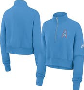 Nike Women's Nike Light Blue Tennessee Titans Oilers Throwback Rewind Phoenix Cropped Half-Zip Sweatshirt