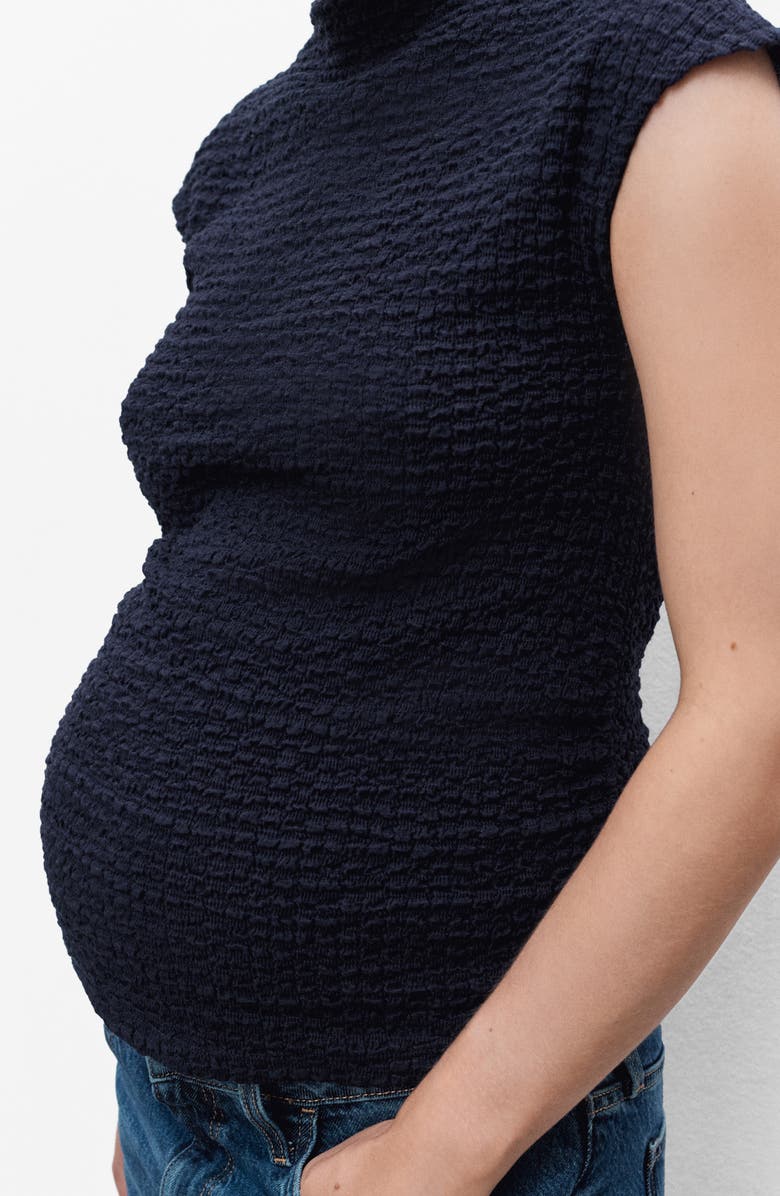 MANGO Cotton Blend Crepe Maternity Top, Alternate, color, Navy