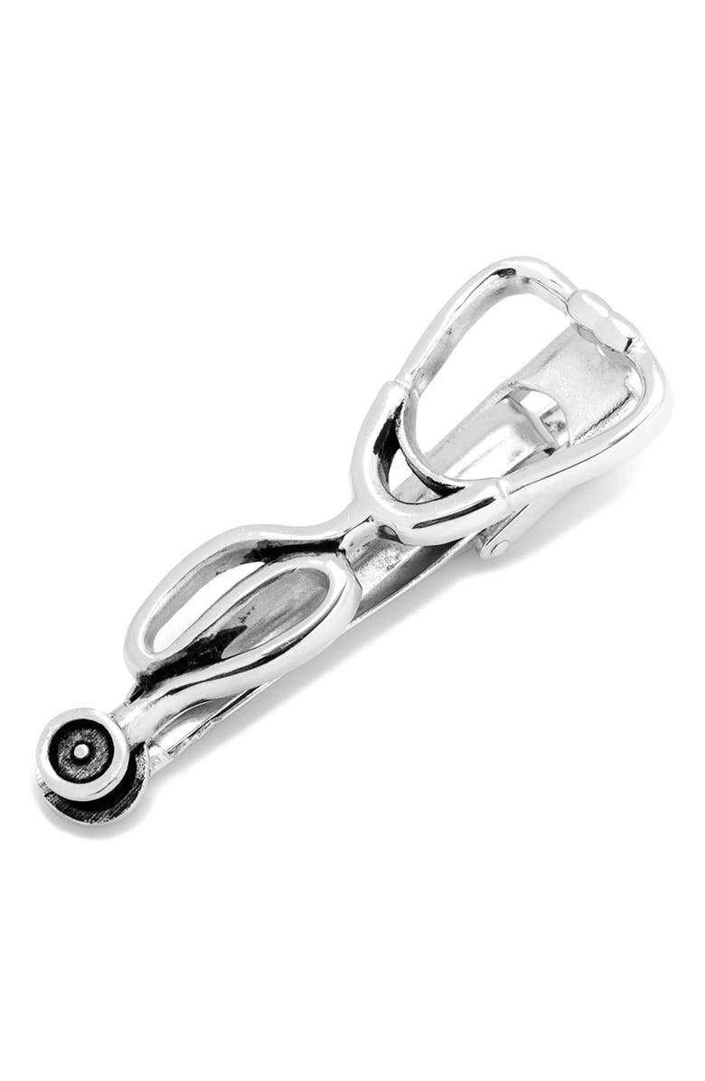 Cufflinks, Inc. Stethoscope Tie Clip, Main, color, Silver