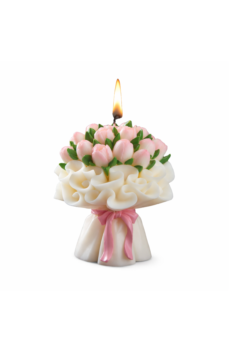 Southlake gifts Tulip Bouquet Candle, Main, color, Soft Pink / White