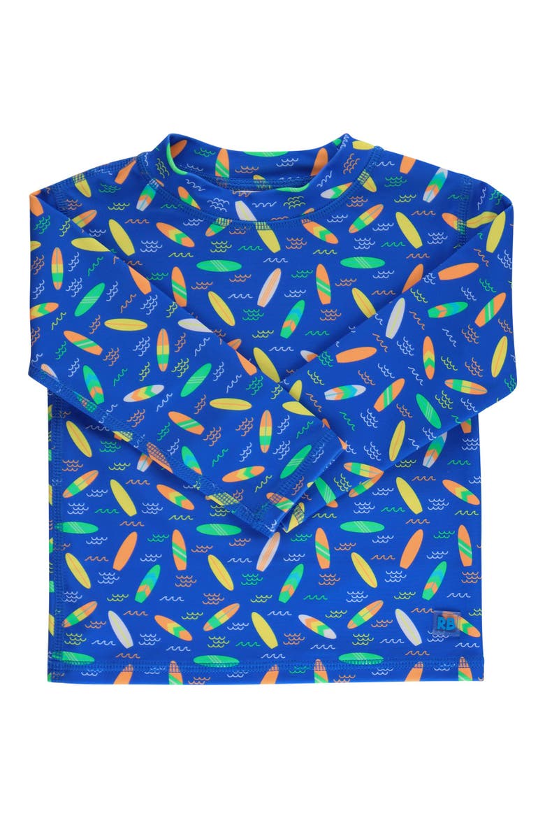 Boys UPF50+ Sun Protected Long Sleeve Rash Guard, Main, color, Neon Surfs Up