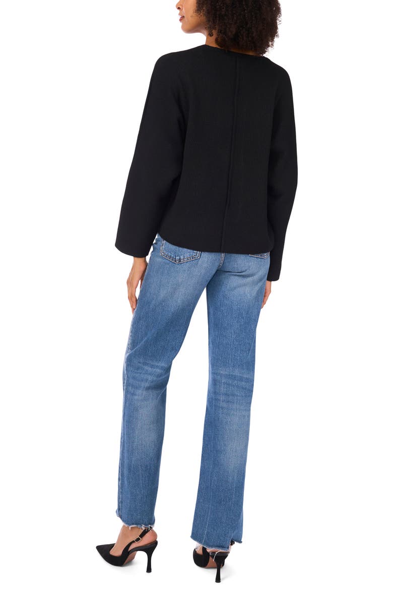 V-Neck Ribbed Sweater, Alternate, color, RICH BLACK