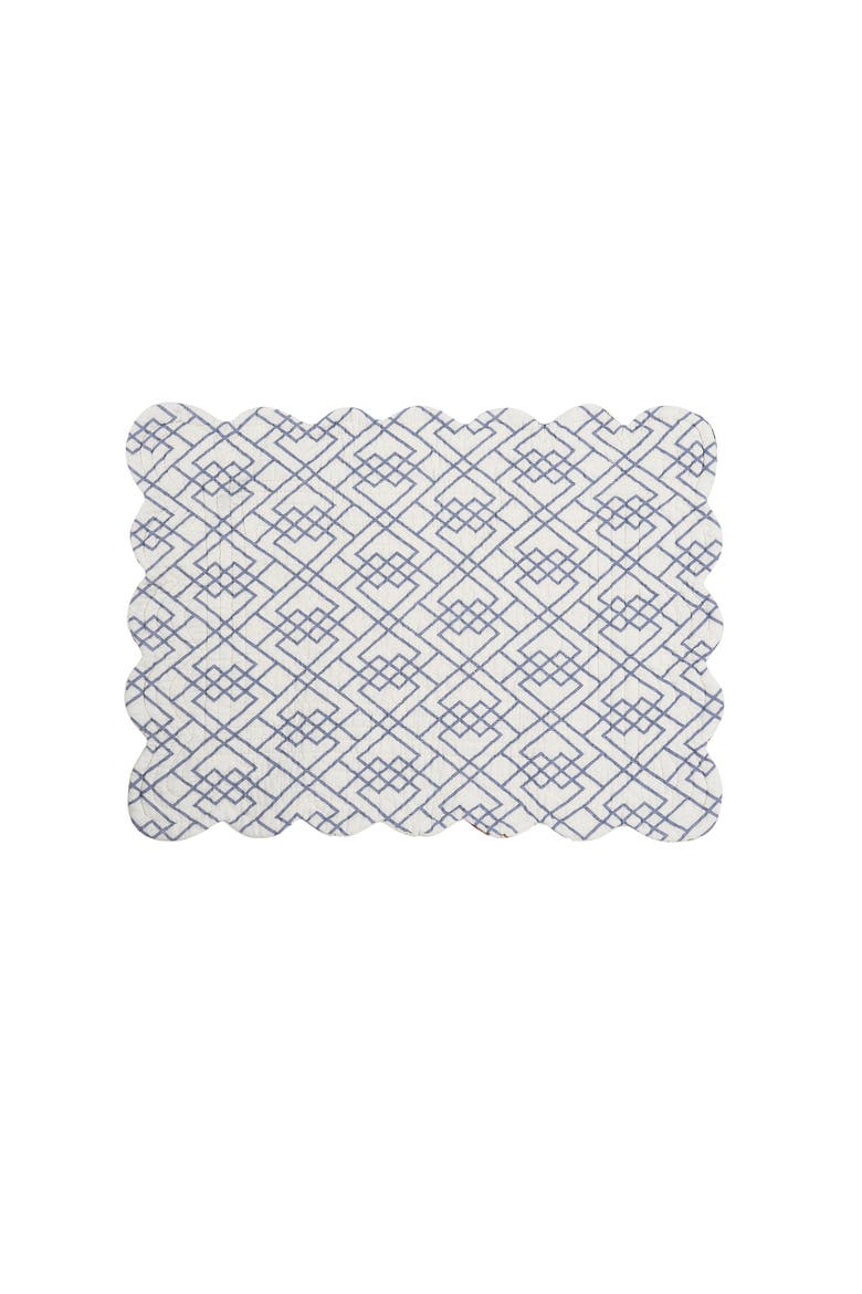 Genevieve Cotton Quilted Rectangular Reversible Placemats Set of 6, 13" x 19", Alternate, color, Green