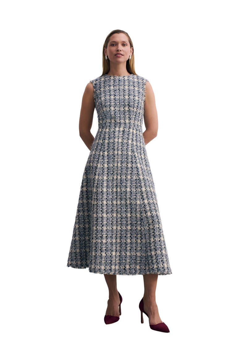 Tureen Tweed Midi Dress, Main, color, Navy