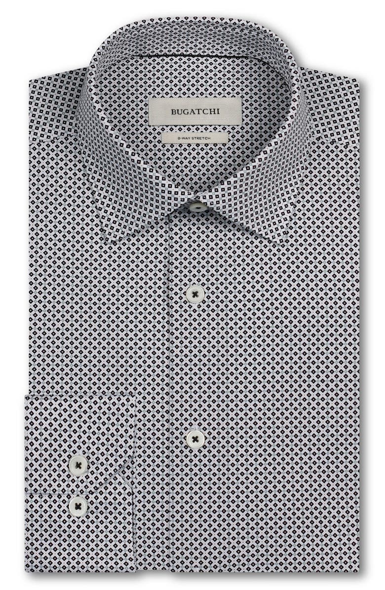 Bugatchi James OoohCotton<sup>®</sup> Geo Print Button-Up Shirt, Alternate, color, White