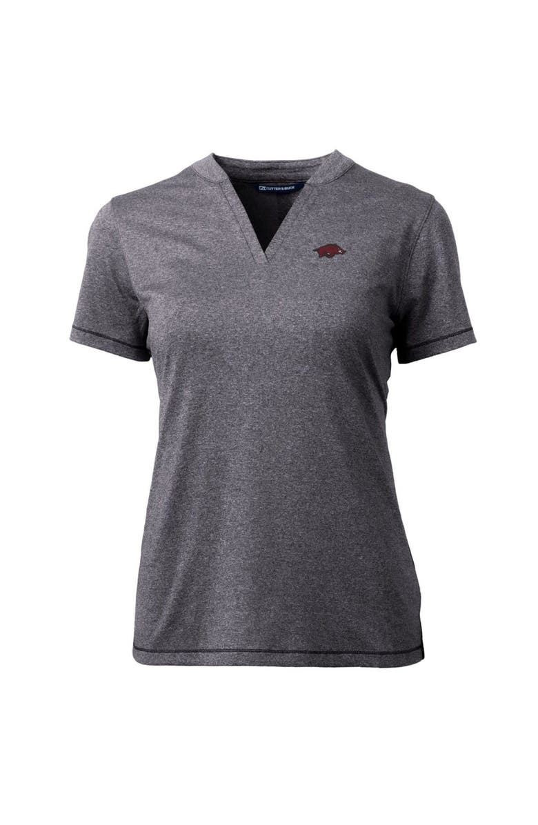 Cutter & Buck Women's Cutter & Buck Heather Charcoal Arkansas Razorbacks Forge Blade V-Neck Top, Alternate, color, 