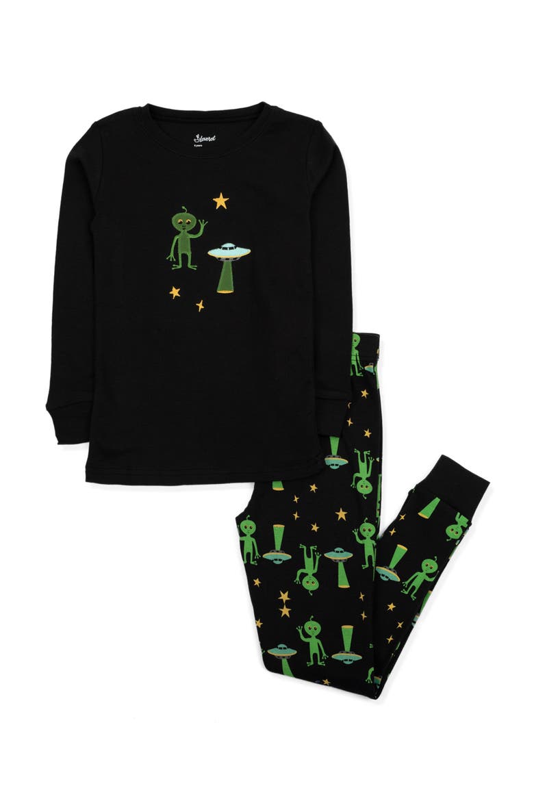 Two-Piece Cotton Halloween Matching Family Pajamas, Fun Prints, Main, color, Alien