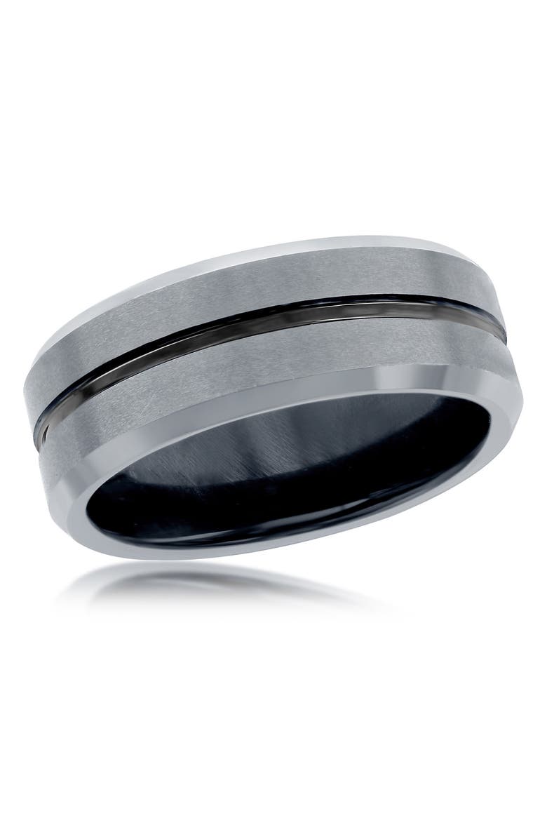 BLACKJACK Two-Tone Tungsten Ring, Main, color, Silver/Black