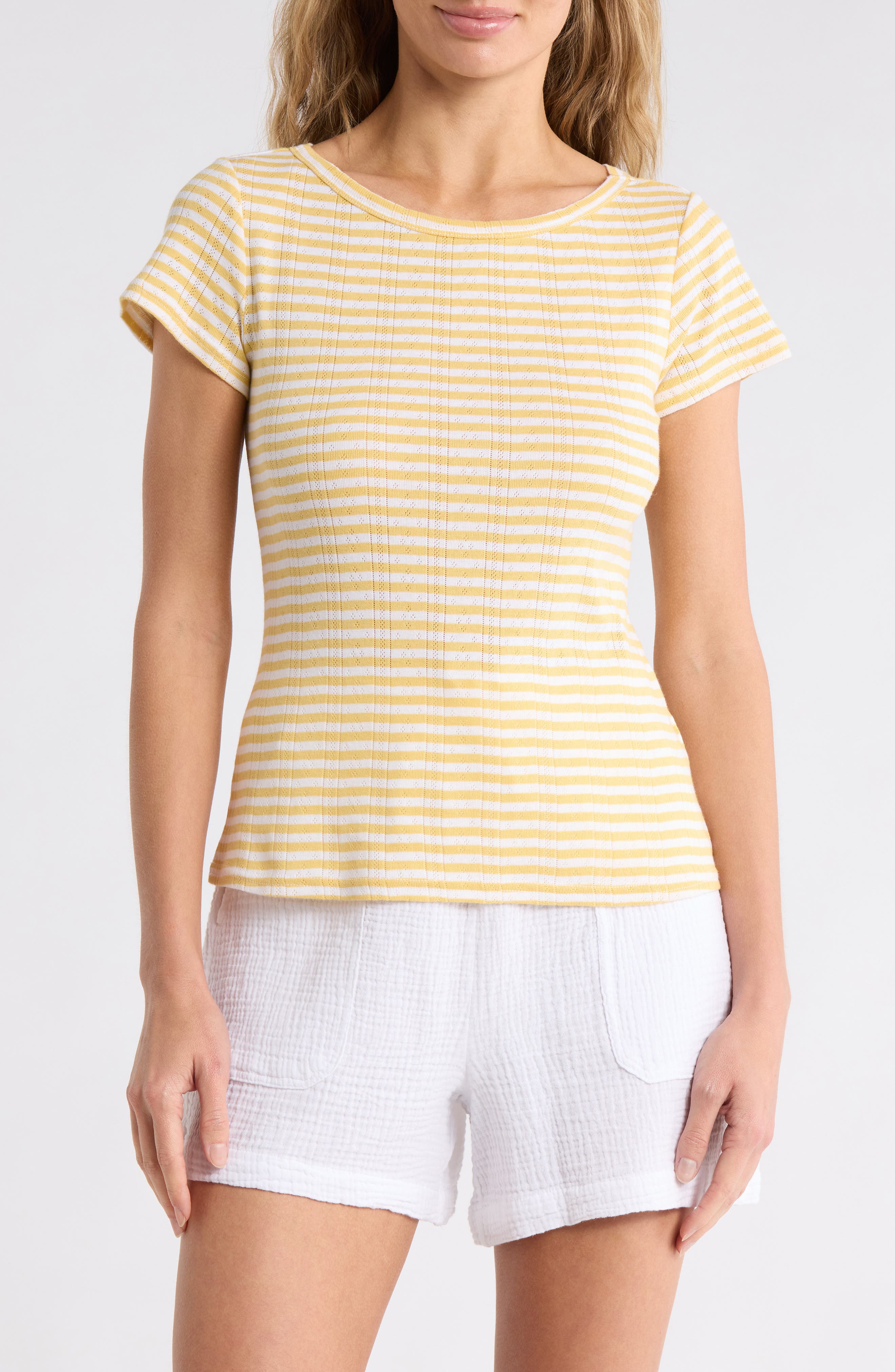 Boat Neck Pointelle T-Shirt - image 5