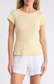 Splendid Boat Neck Pointelle T-Shirt