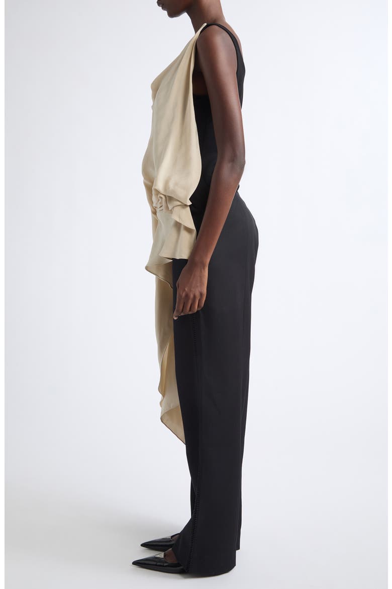 Aleatorio Asymmetrical Draped Top, Alternate, color, ECRU