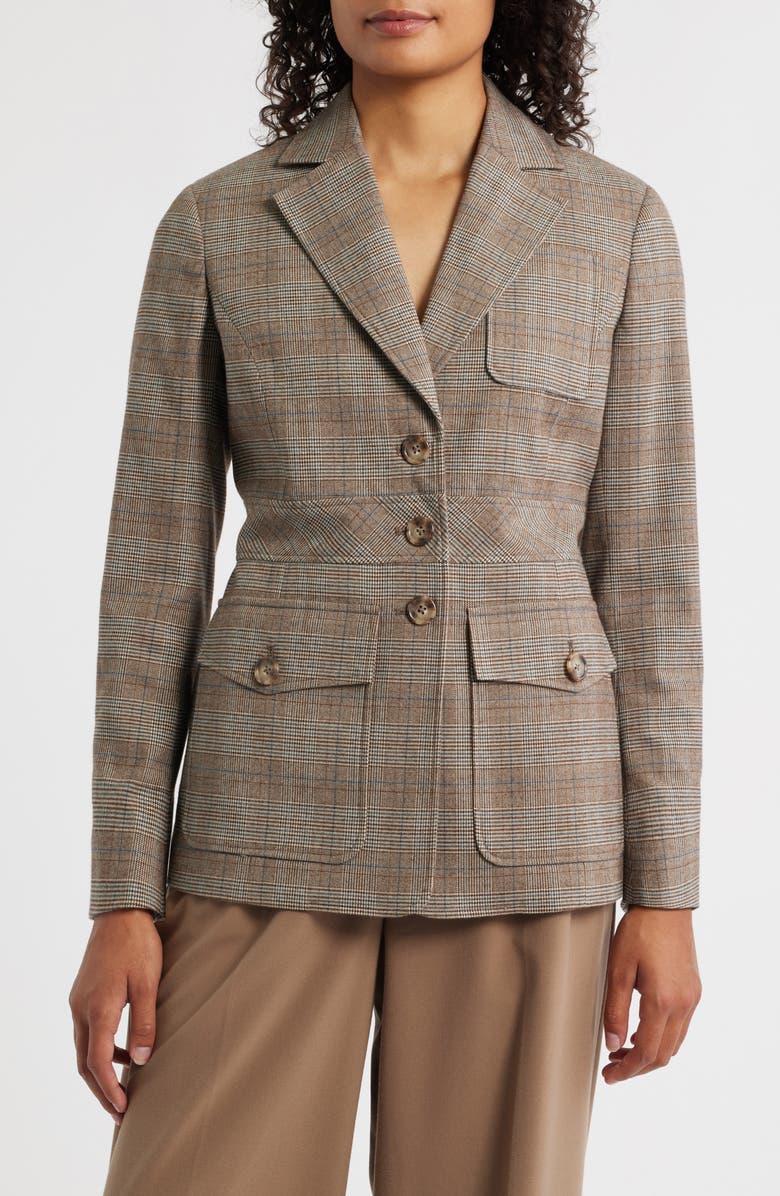 Anne Klein Plaid Jacket, Main, color, Soft Birch Multi