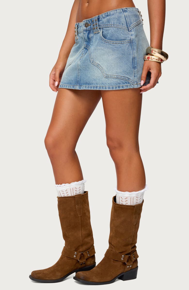 EDIKTED Tory Western Denim Miniskirt, Alternate, color, Blue