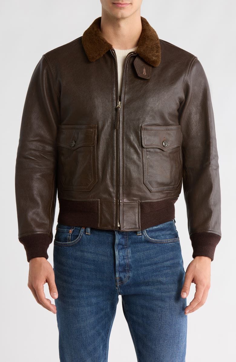 BUCK MASON Skymaster G-1 Genuine Shearling & Leather Flight Jacket, Main, color,