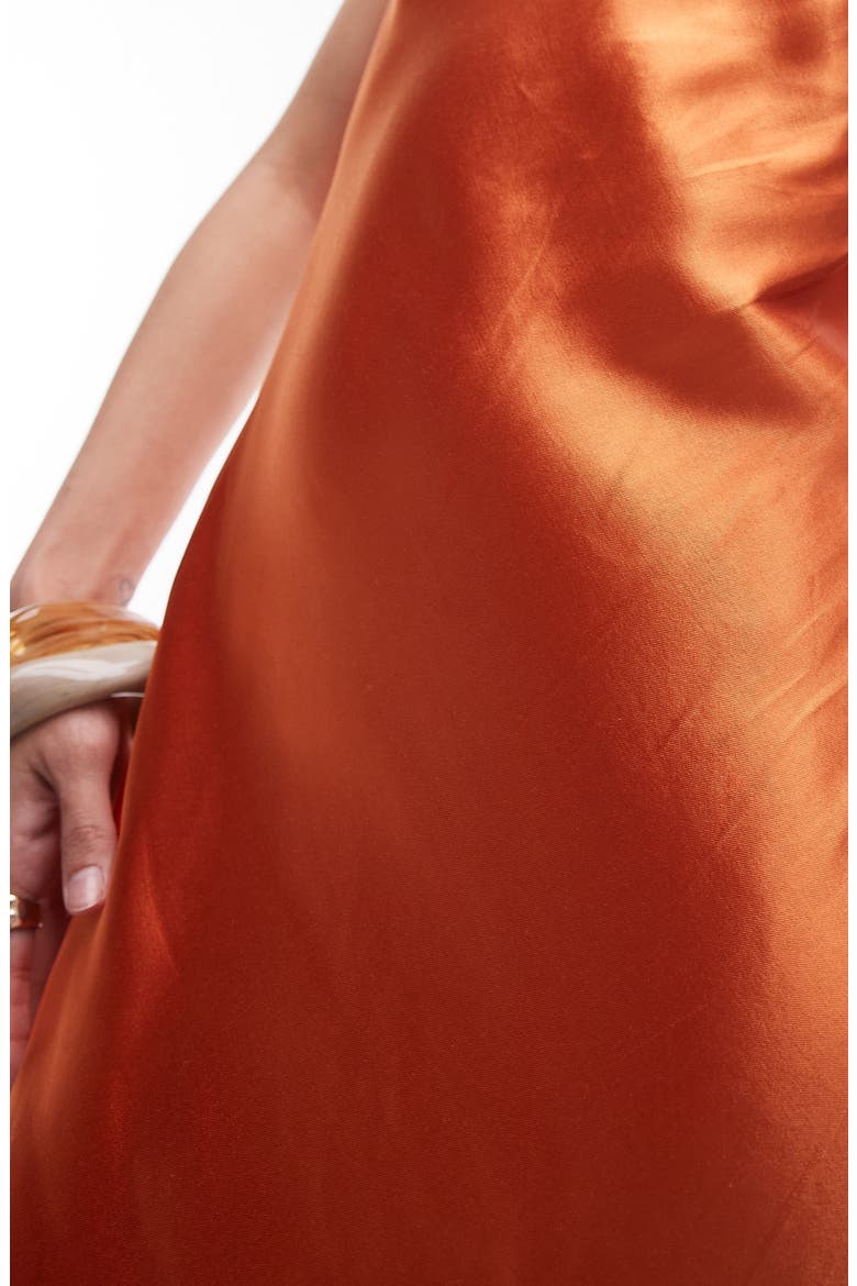 Strapless Satin Maxi Dress, Alternate, color, METALLIC ORANGE