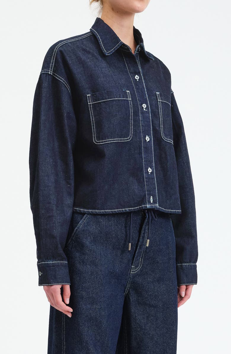 DAZE The Editor Crop Denim Button-Up Shirt, Alternate, color, In Deep
