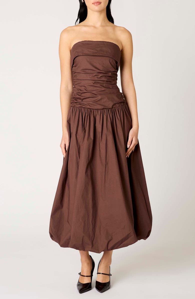 Nia Freya Strapless Dress, Main, color, Chocolate
