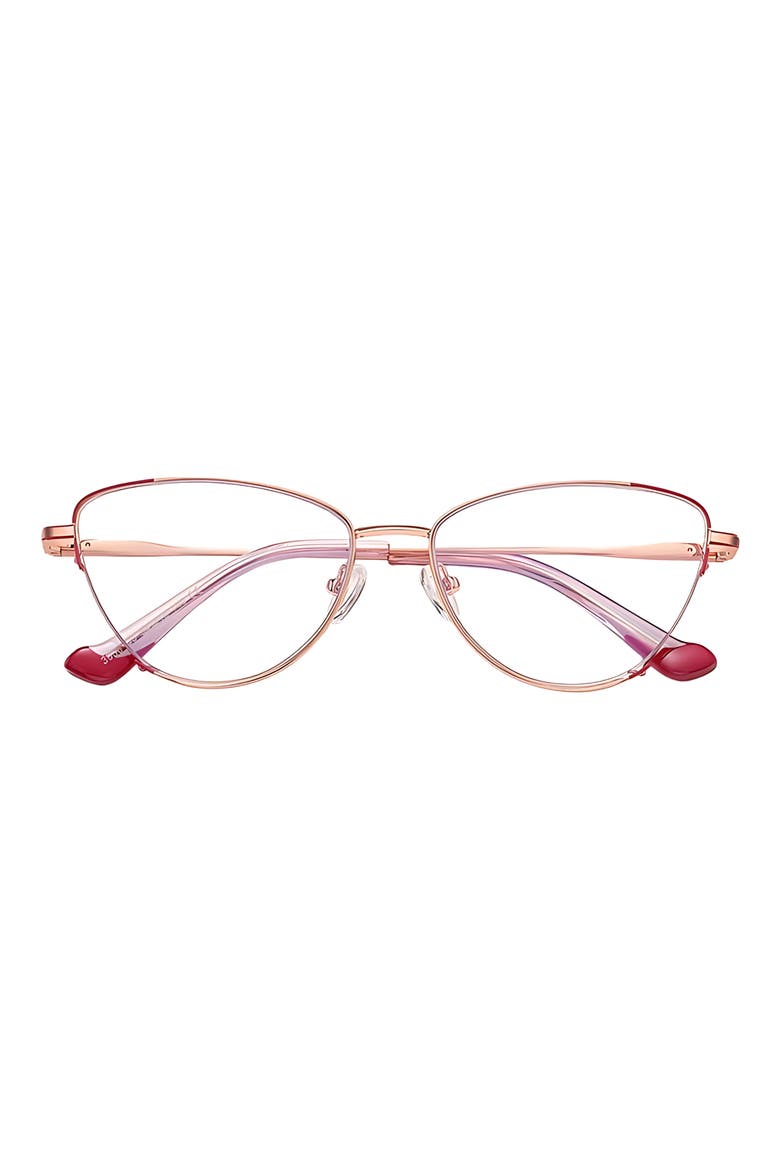 Cora 54mm Cat Eye Blue Light Blocking Glasses, Main, color, ROSE GOLD / CLEAR
