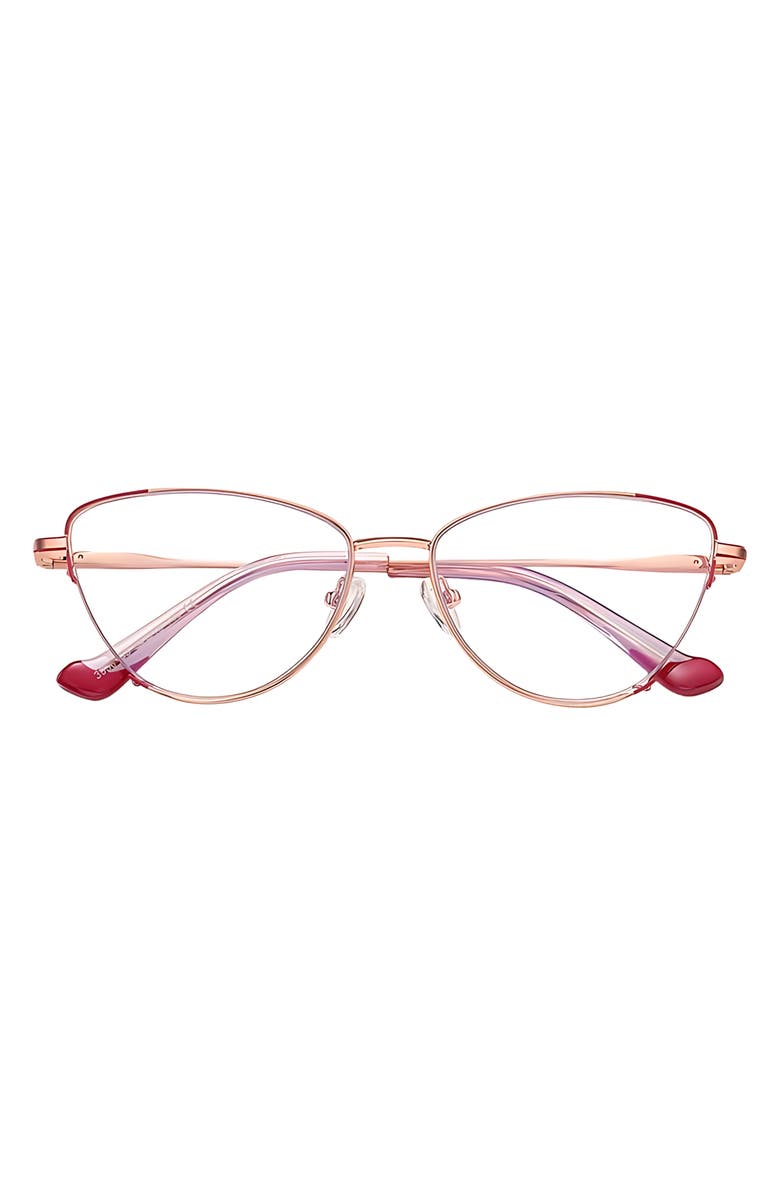Fifth & Ninth Cora 54mm Cat Eye Blue Light Blocking Glasses, Main, color, Rose Gold / Clear