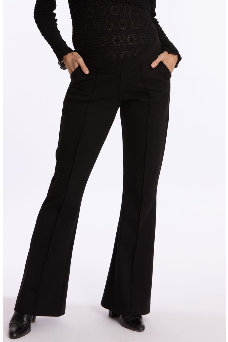 Fabio Maternity Flare Trousers, Alternate, color, BLACK