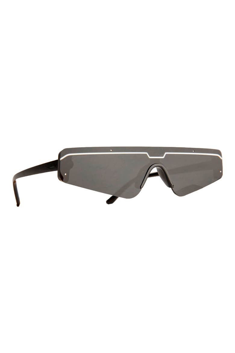 Cyberfunk Sport Flat Top Shield Sunglasses, Main, color, BLACK/ GREY LENS