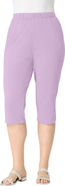 Roaman's Plus Size Soft Knit Relaxed Pull On Capri Pant