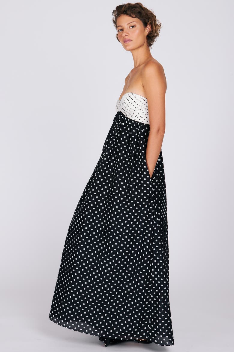 Jaclyn Maxi Dress, Alternate, color, Black & White Polka Dot