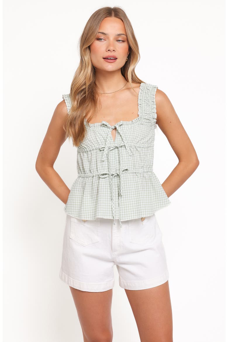 Harper Gingham Tie Front Tank, Alternate, color, SAGE GINGHAM