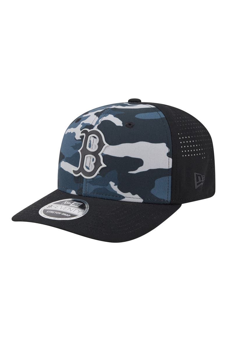 Men's New Era Black Boston Red Sox Tonal Camo 9SEVENTY Stretch-Snap Hat, Main, color, Black
