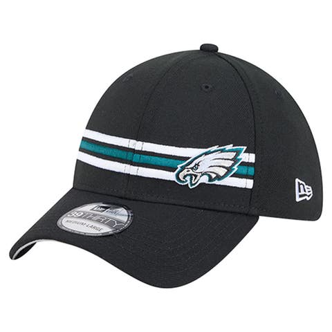 Men's New Era Black Philadelphia Eagles Stripes 39THIRTY Flex Hat