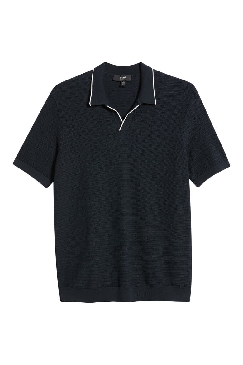 Short Sleeve Sweater Polo, Alternate, color, DARK SAPPHIRE