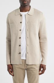 Robert Barakett Cantor Knit Cotton Button-Up Overshirt