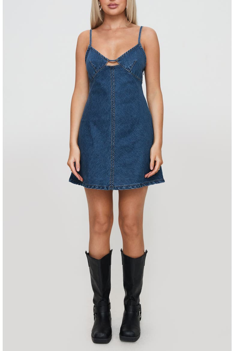 Arwen Sleeveless Denim Minidress, Main, color, BLUE
