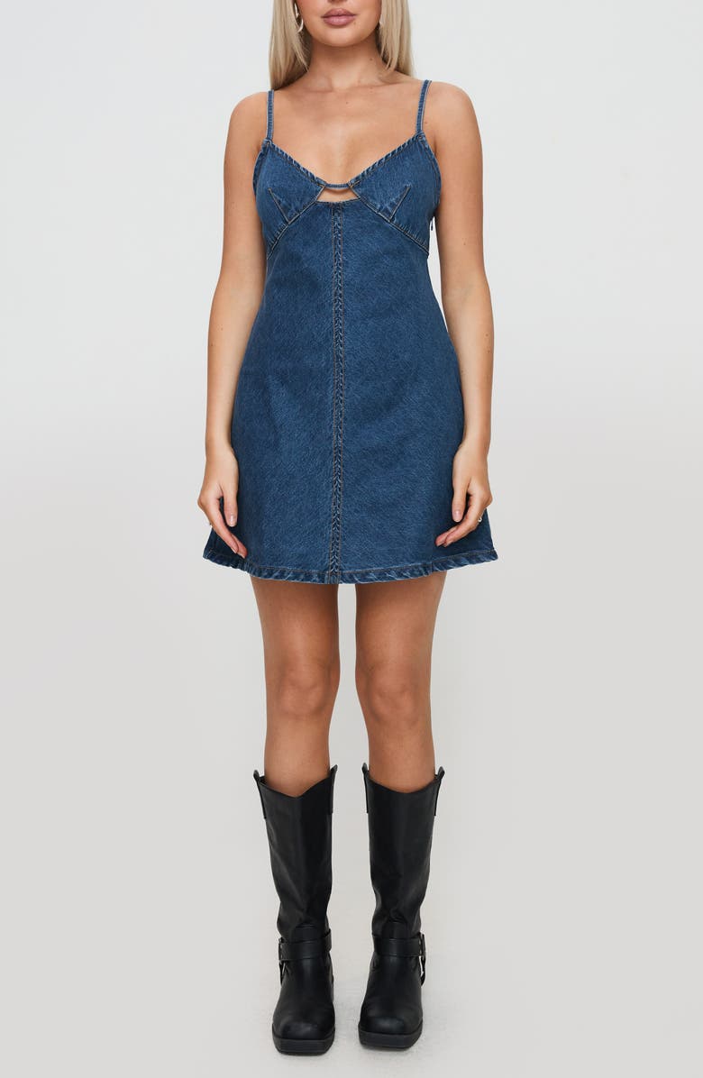 Princess Polly Arwen Sleeveless Denim Minidress, Main, color, 
