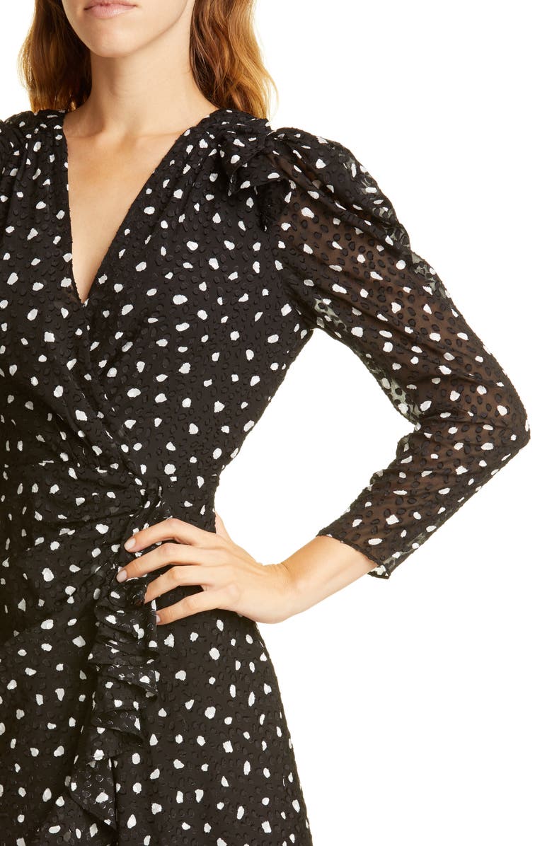 Rebecca Taylor Long Sleeve Dot Dress, Alternate, color, 