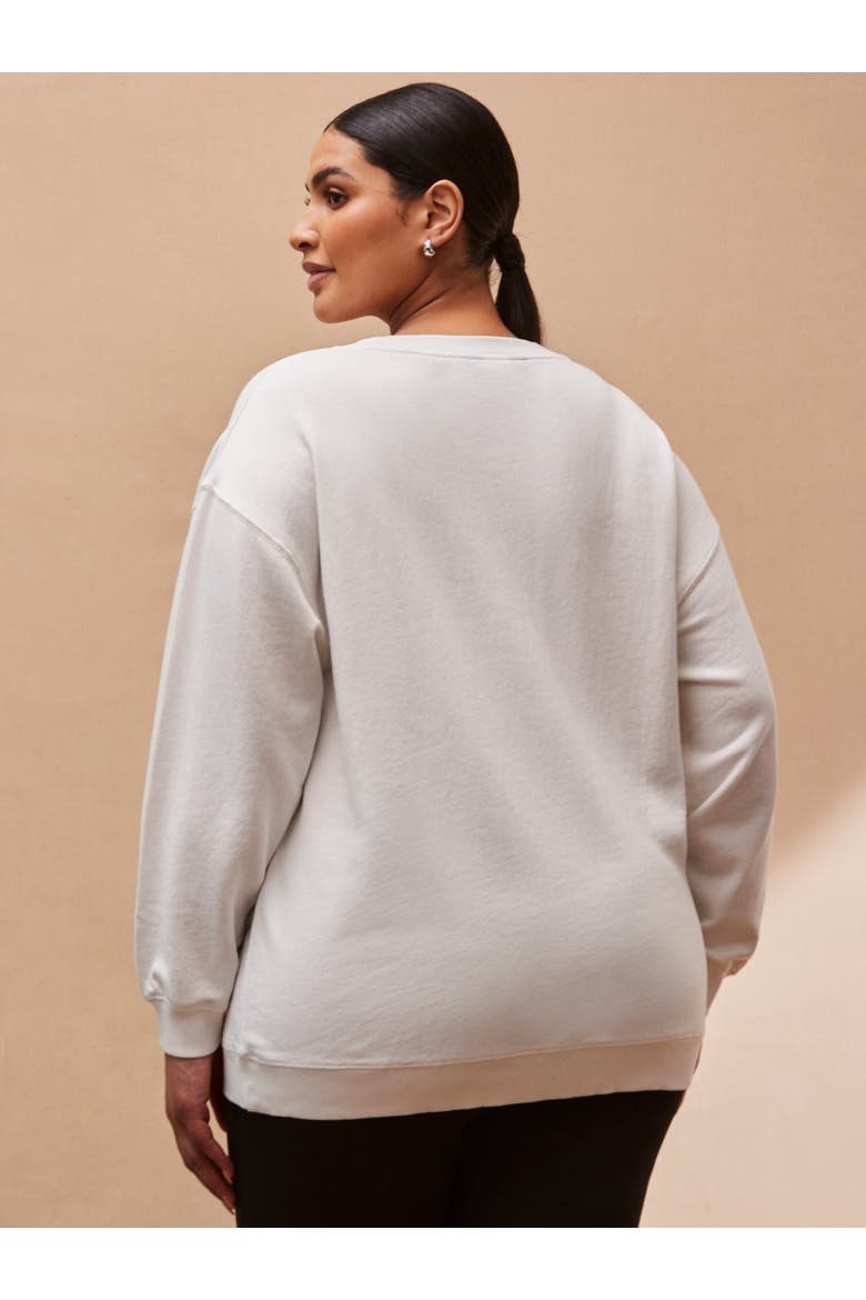 V-Neck Sweatshirt, Alternate, color, Cream