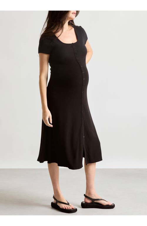Hatch Collection The Softest Rib Nursing Midi Dress In Black