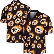 PLEASURES Men's PLEASURES  Black San Francisco Giants Flame Fireball Button-Up Shirt
