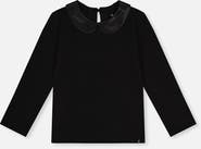 Deux par Deux Peter Pan Collar Long Sleeve Stretch T-Shirt