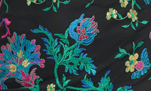 Siena Floral Embroidered Mesh Minidress In Black