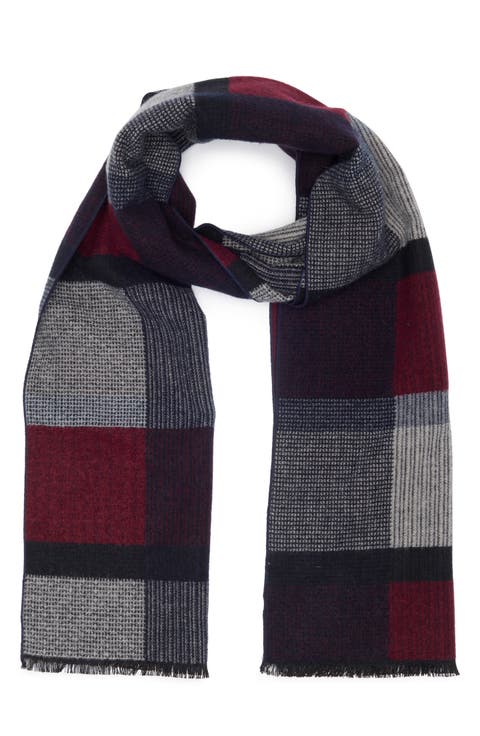 Contrast Check Stripe Recycled Polyester & Silk Scarf