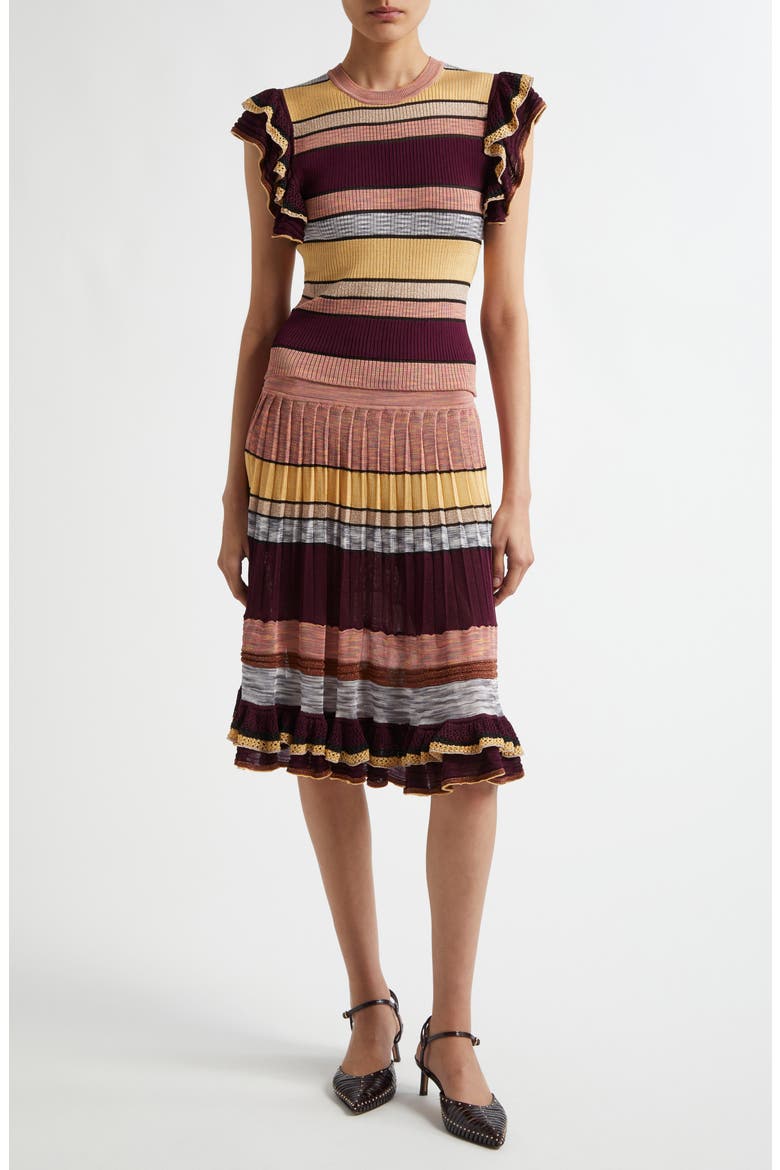 Cecile Metallic Stripe Knit Top, Alternate, color, SUNDOWN