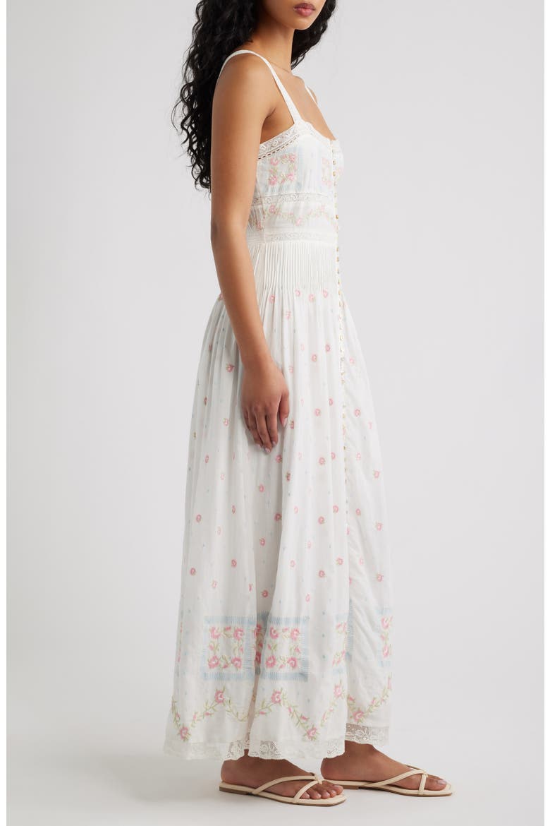 Cerys Floral Lace Detail Cotton Maxi Dress, Alternate, color, OPTIC WHITE