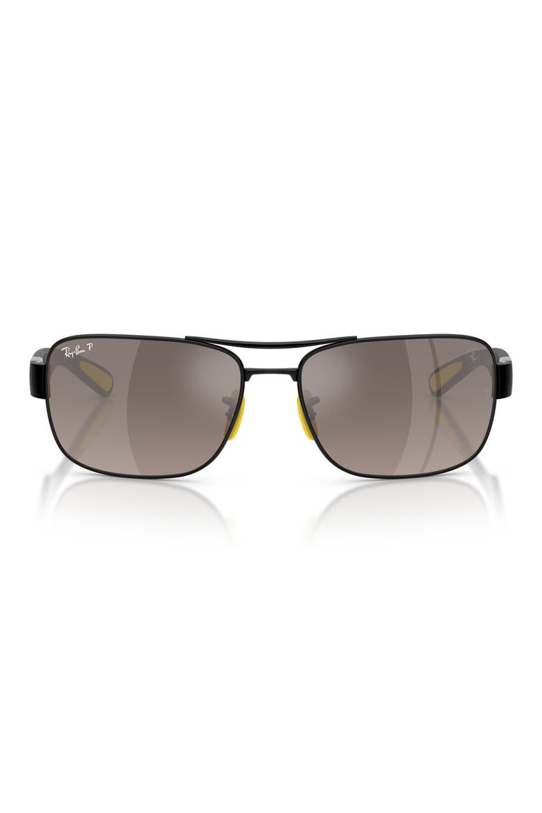 x Scuderia Ferrari 64mm Oversize Polarized Square Sunglasses, Main, color, BLACK / GREY